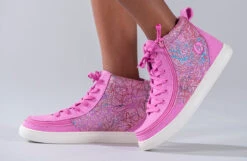 Pink Printed Canvas BILLY Classic Lace Highs -Billy Footwear BK19011 670 studio standing 1 940x614 5f97b3a0 d73f 454c aedd cfc5717fe600