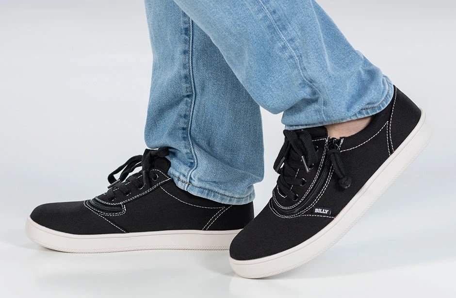 FINAL SALE - Men's Black/White Stitch BILLY Sneaker Low Tops 9 FINAL SALE - Men's Black/White Stitch BILLY Sneaker Low Tops - Image 9
