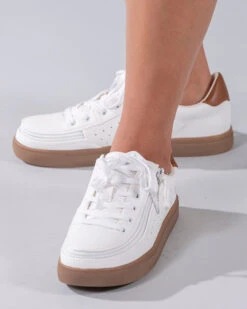 FINAL SALE - Women's White (Brown Mustache) BILLY Low Sneakers -Billy Footwear BW20007 100 Studio2 704x880 1