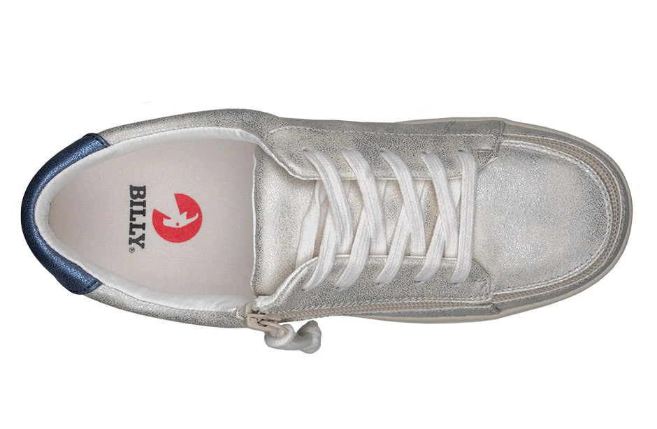 FINAL SALE - Women's White (Navy Mustache) BILLY Sneakers 3 FINAL SALE - Women's White (Navy Mustache) BILLY Sneakers - Image 3